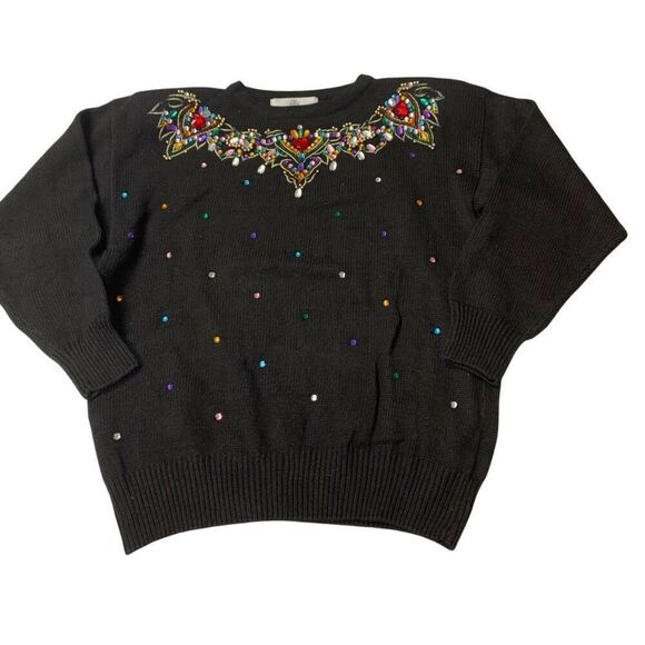 No Brand Sweaters - Vintage Multicolored Jewel Patterned Sweater